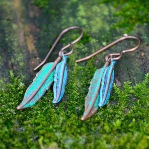 Blue Feather BOHO Earrings